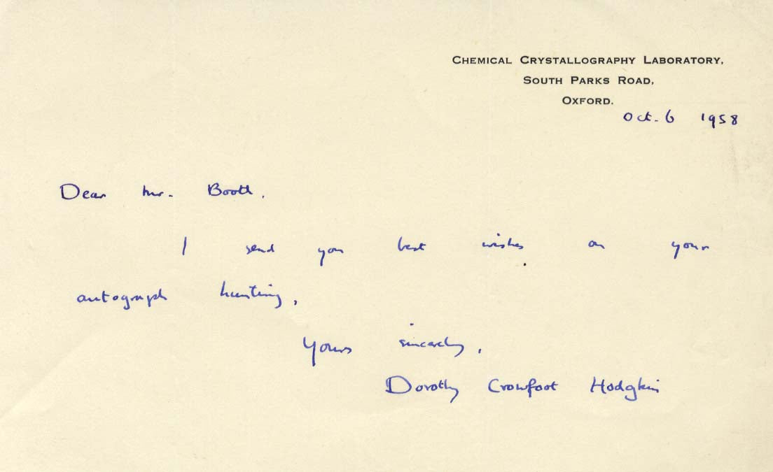 Dorothy Hodgkin Autograph