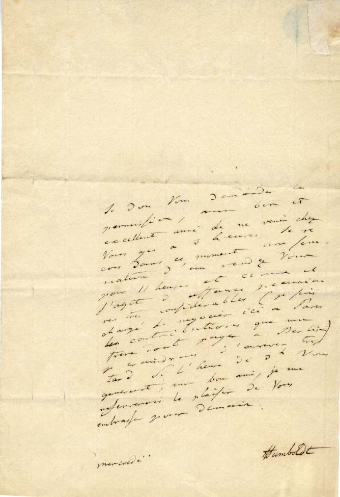 Alexander von Humboldt Autograph