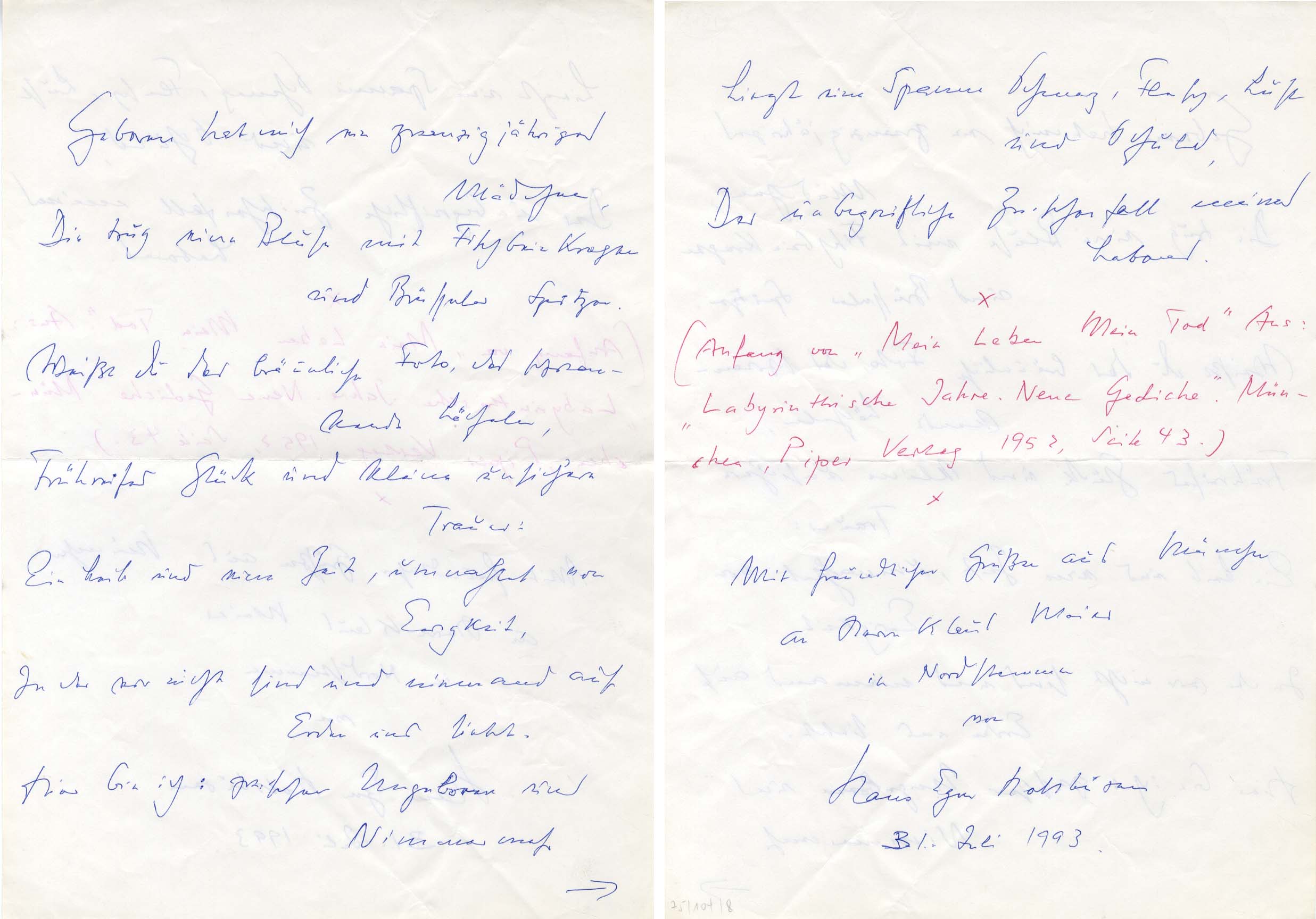 Hans Egon Holthusen Autograph