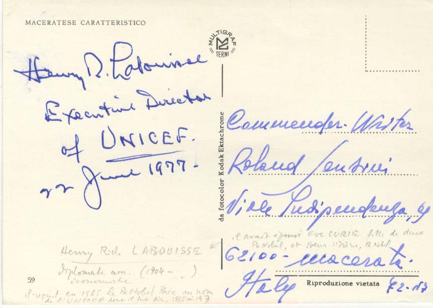 Henry Richardson Labouisse Jr. Autograph