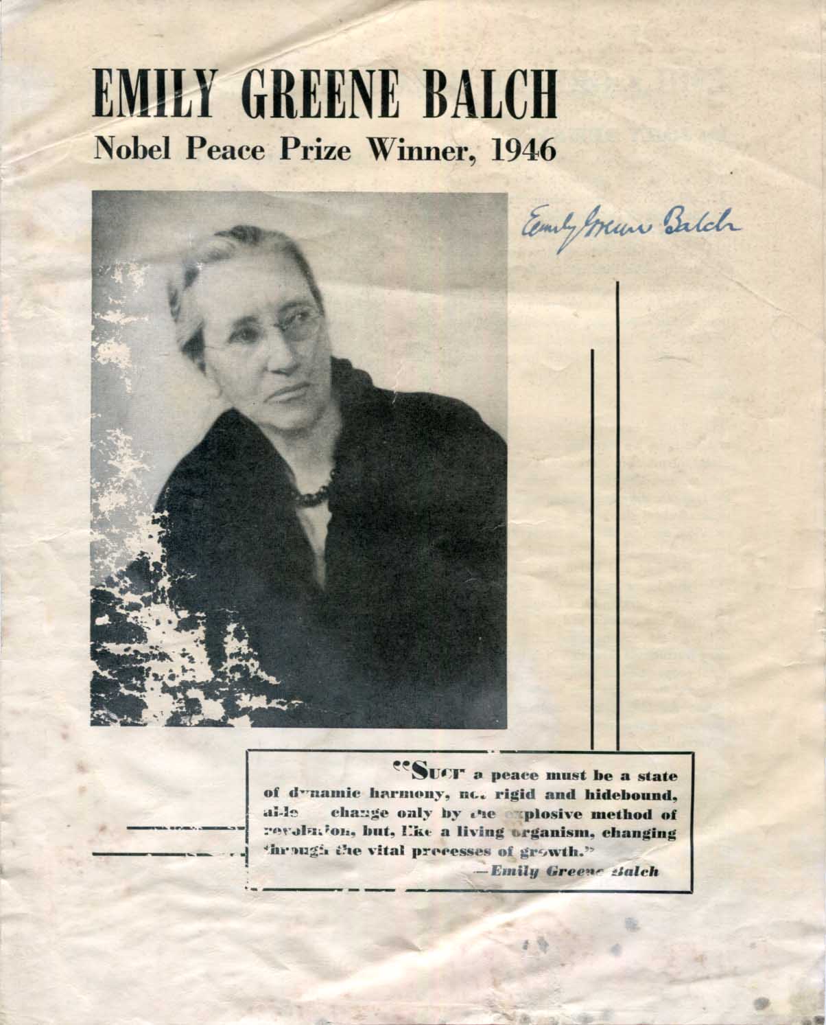 Emily Greene Balch Autograph