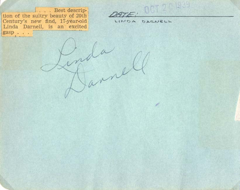 Linda Darnell & Tab Hunter Autographs