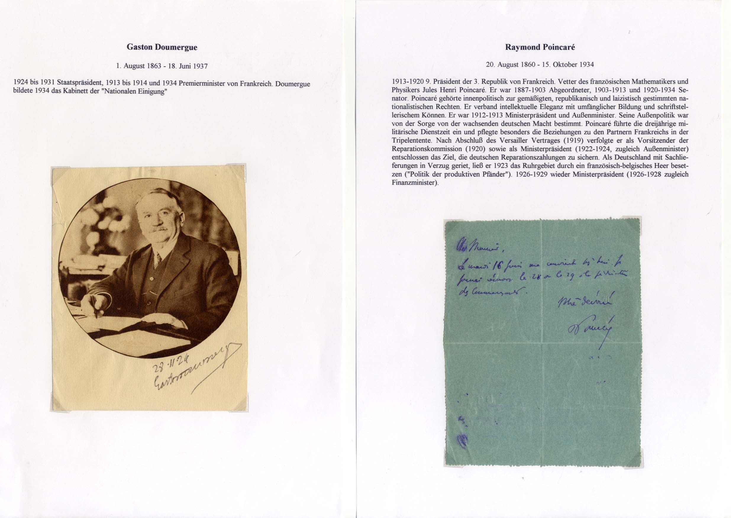 French Politicians Collection (26) Autographs