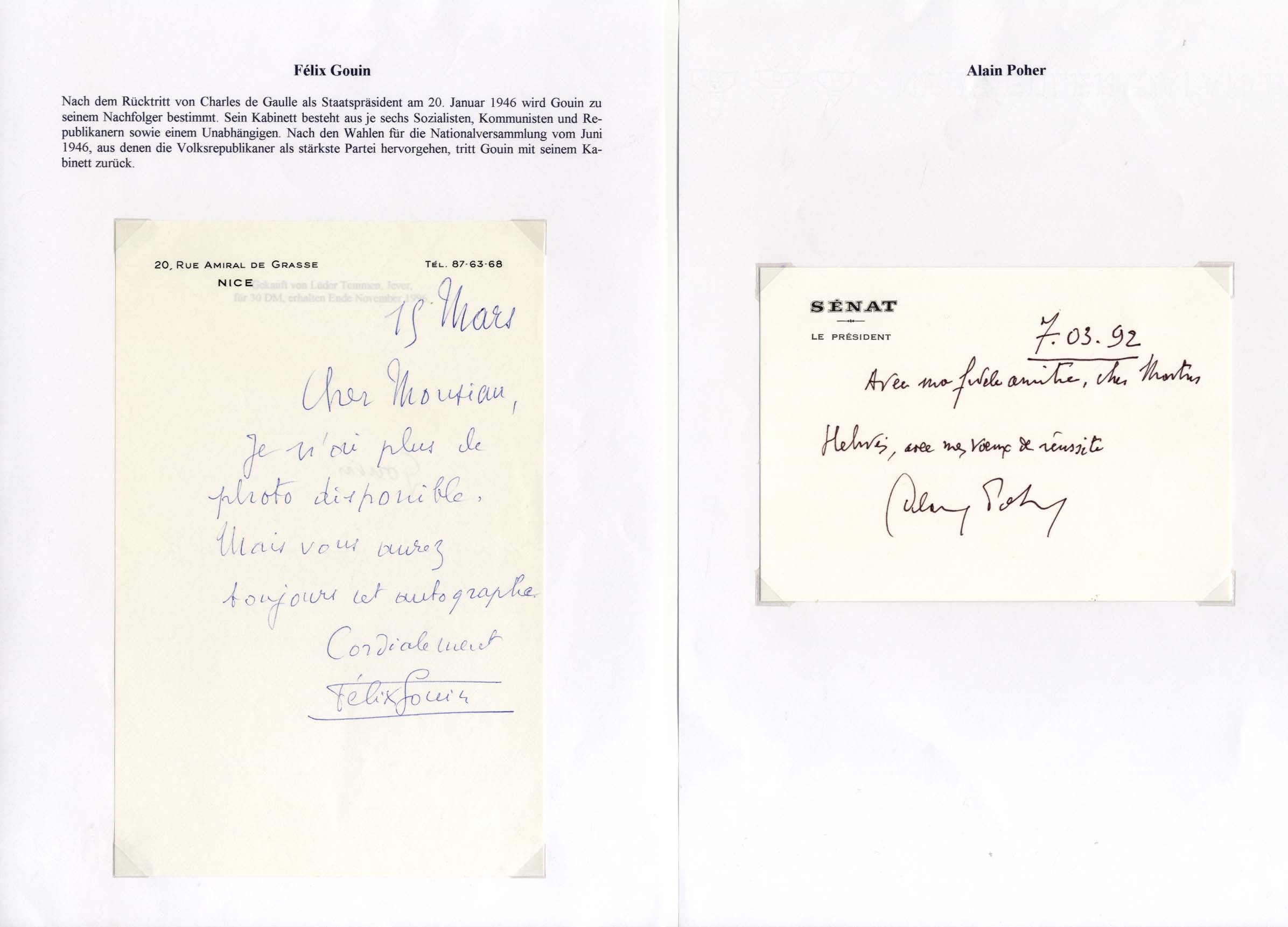 French Politicians Collection (26) Autographs