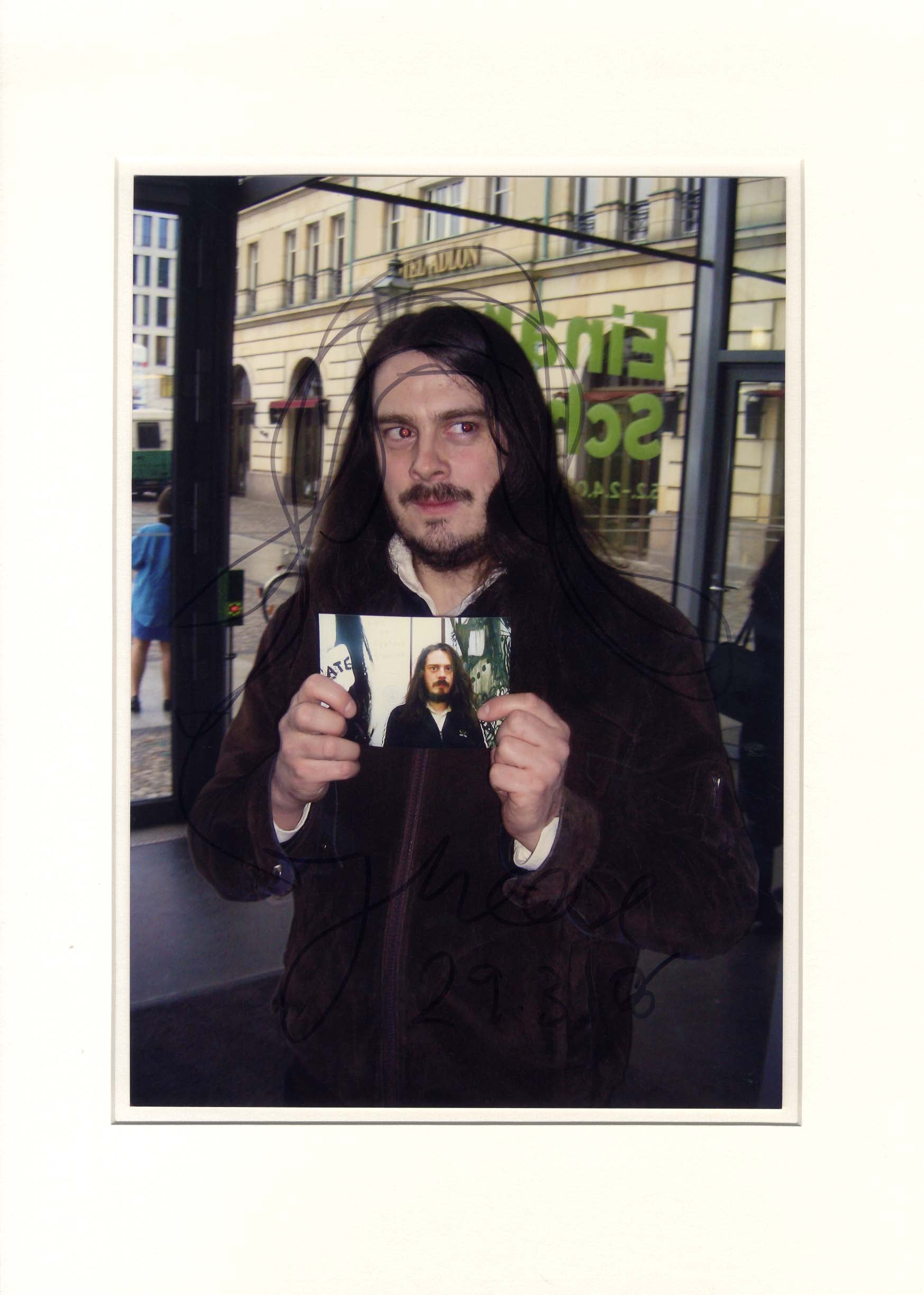 Jonathan Meese autograph, signed photograph & mounted