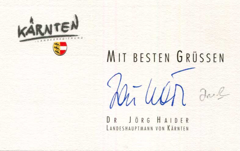 Alexander Kwasniewski & Jörg Haider Autographs