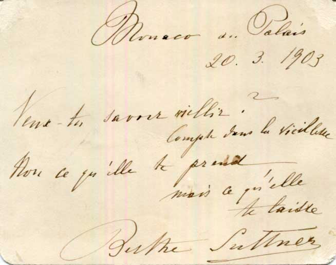 Bertha von Suttner Autograph