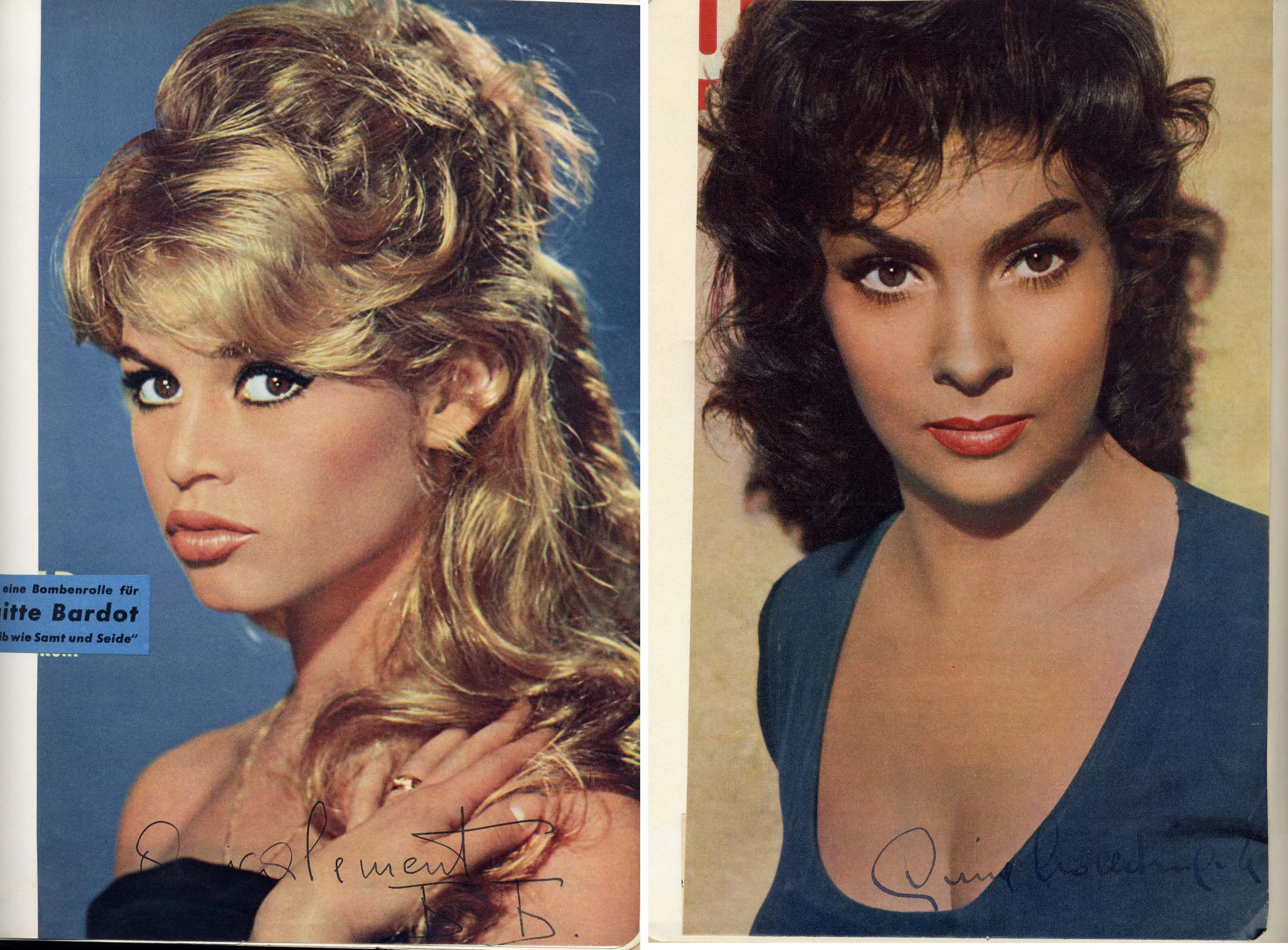 Brigitte Bardot & Gina Lollobrigida Autographs