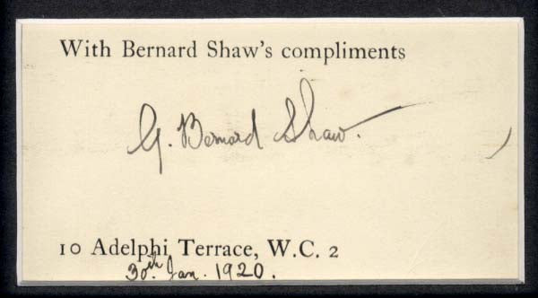 George Bernard Shaw Autograph Autogramm | ID 15637954232701