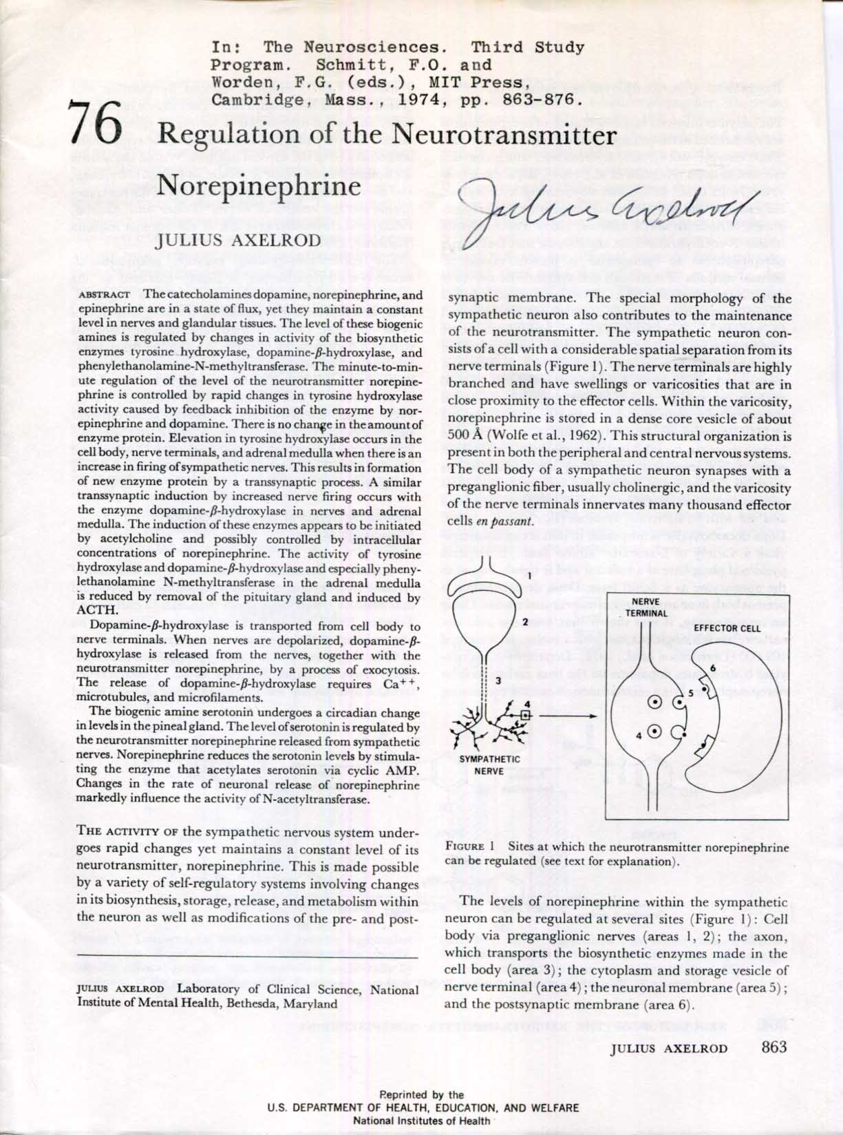 Julius Axelrod Autograph