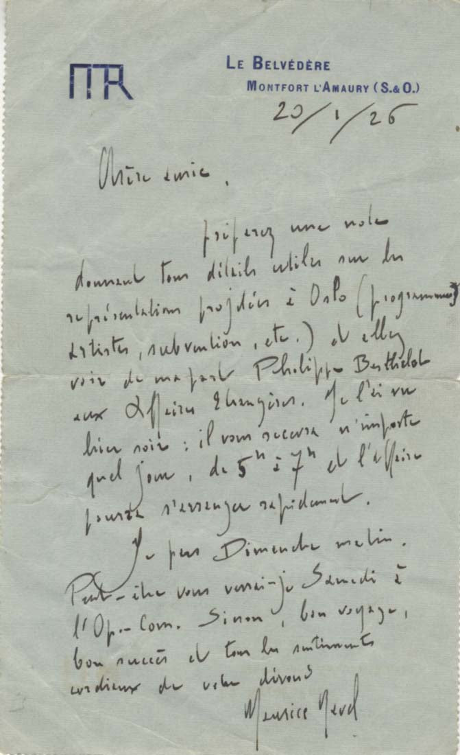 Maurice Ravel Autogramm