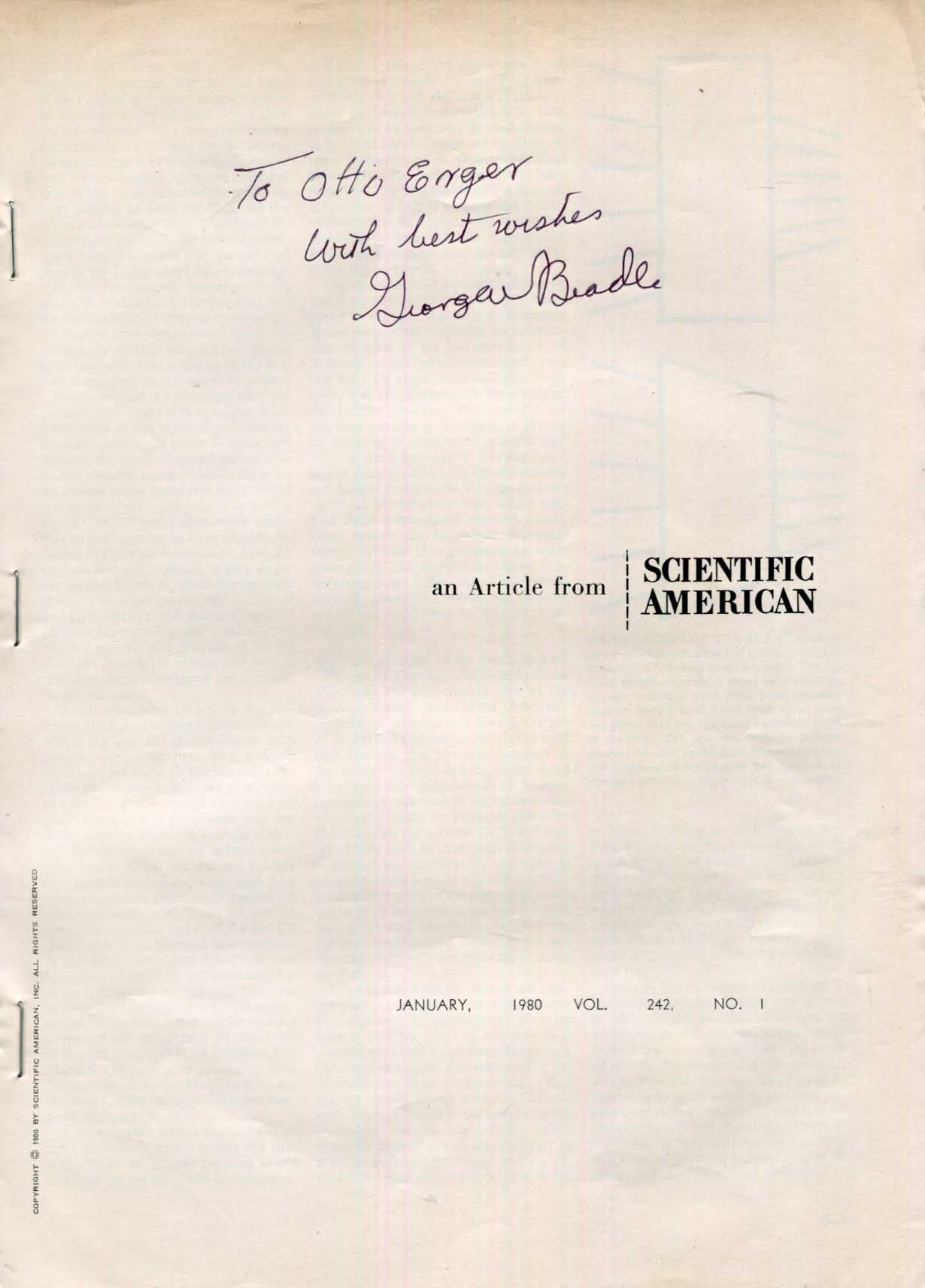 George Wells Beadle Autograph