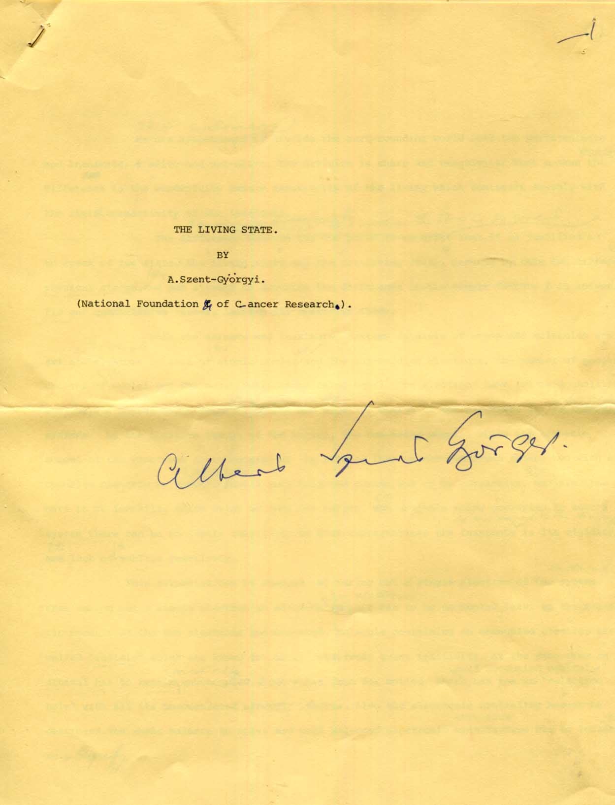 Albert Szent-Györgyi Autograph
