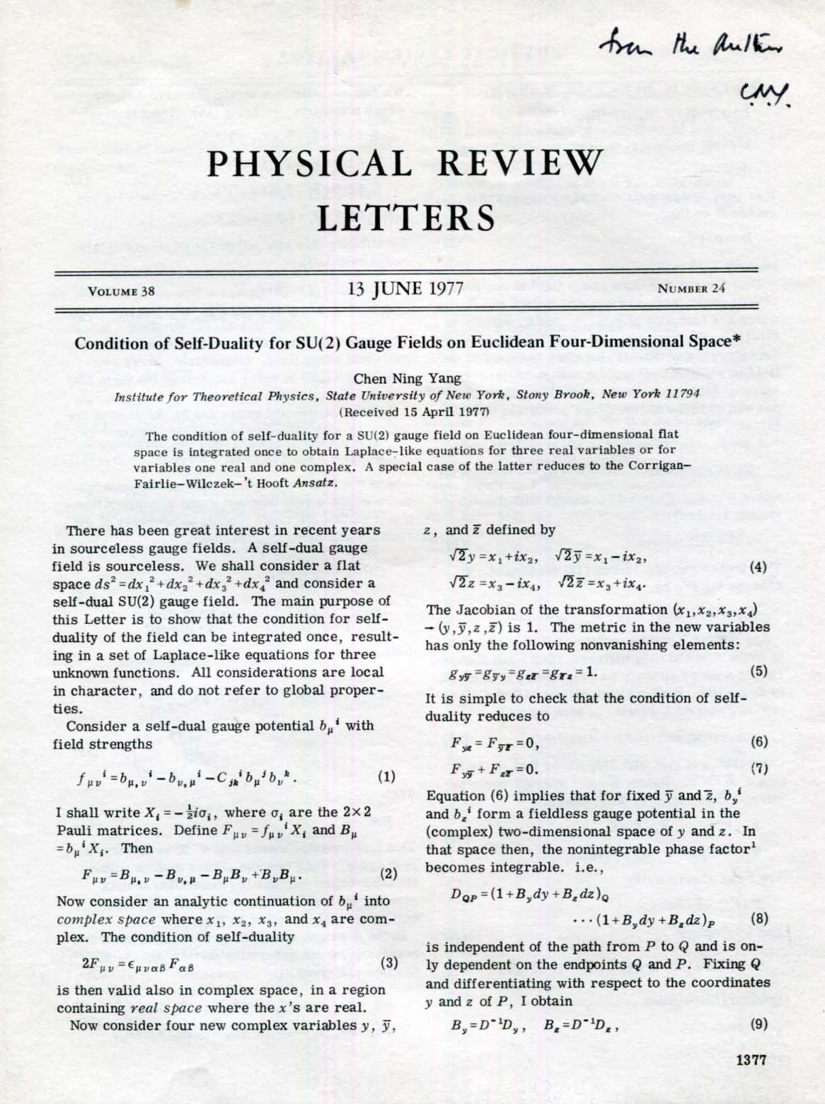 Chen-Ning Franklin Yang Autograph