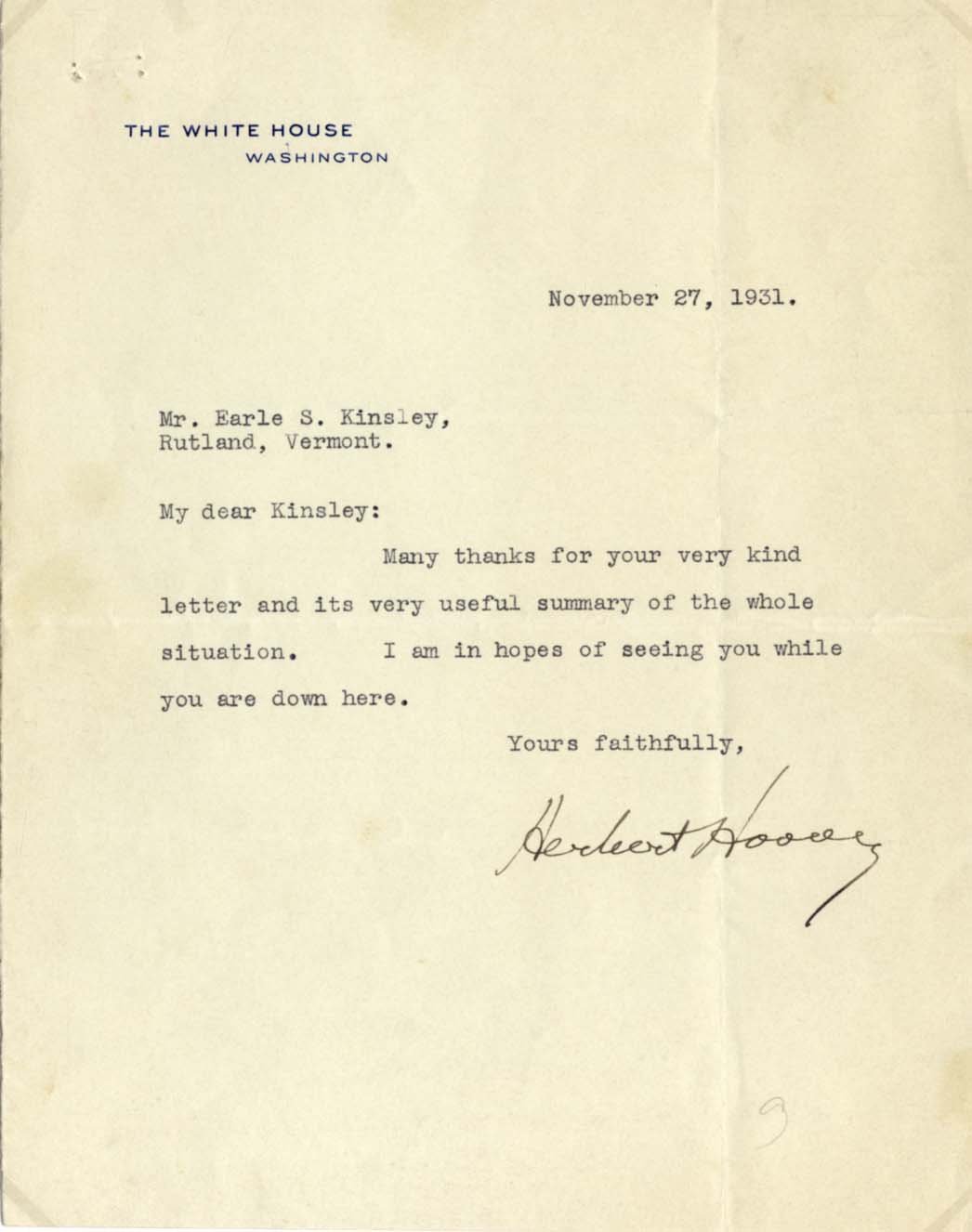 Herbert Hoover Autograph