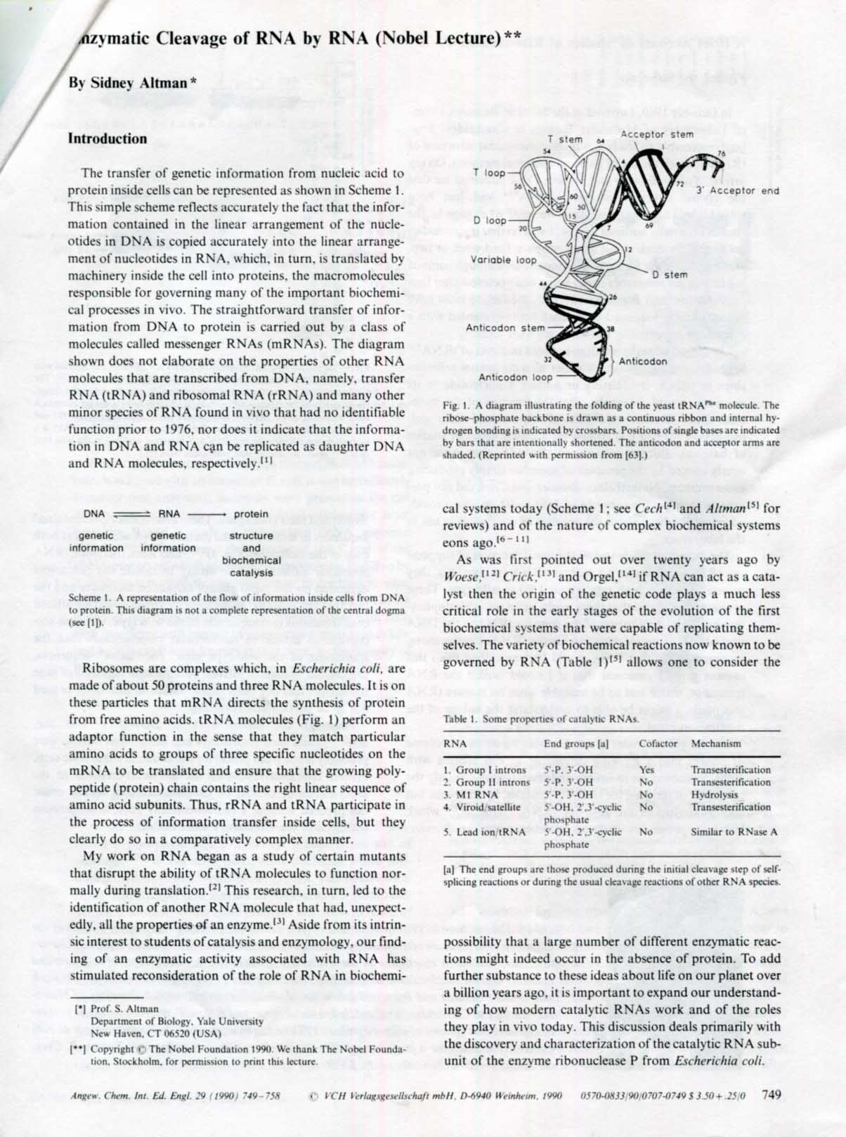 Sidney Altman Autograph