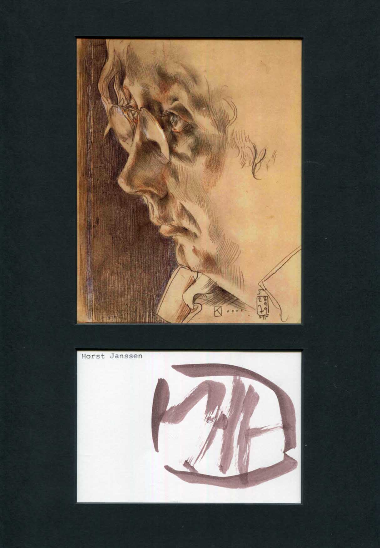 Horst Janssen autograph, signed card & mounted