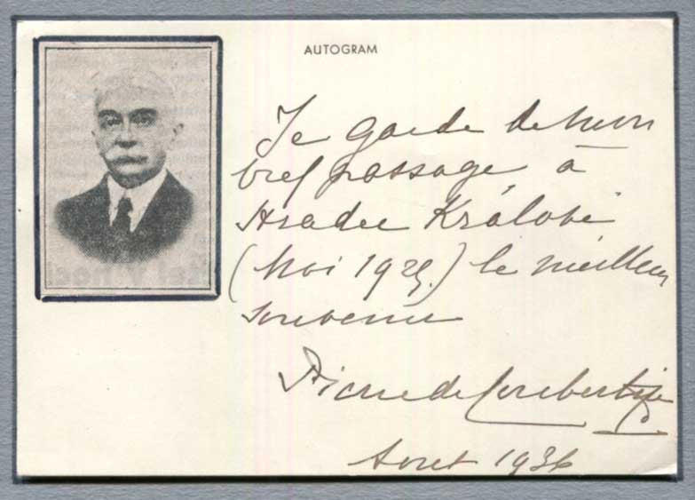 Pierre de Coubertin Autograph