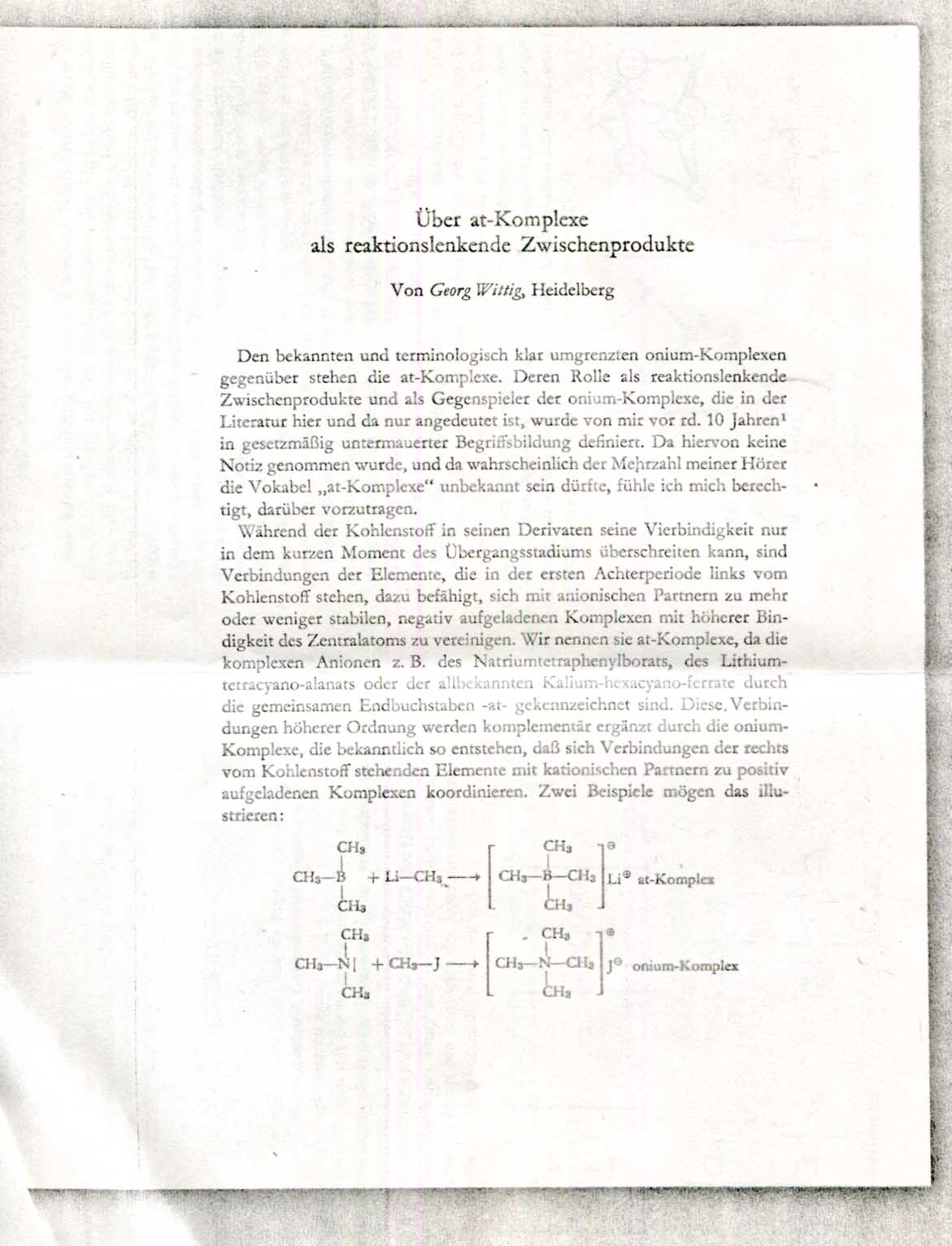 Georg Wittig Autograph