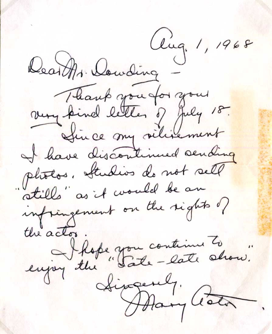 Mary Astor Autograph