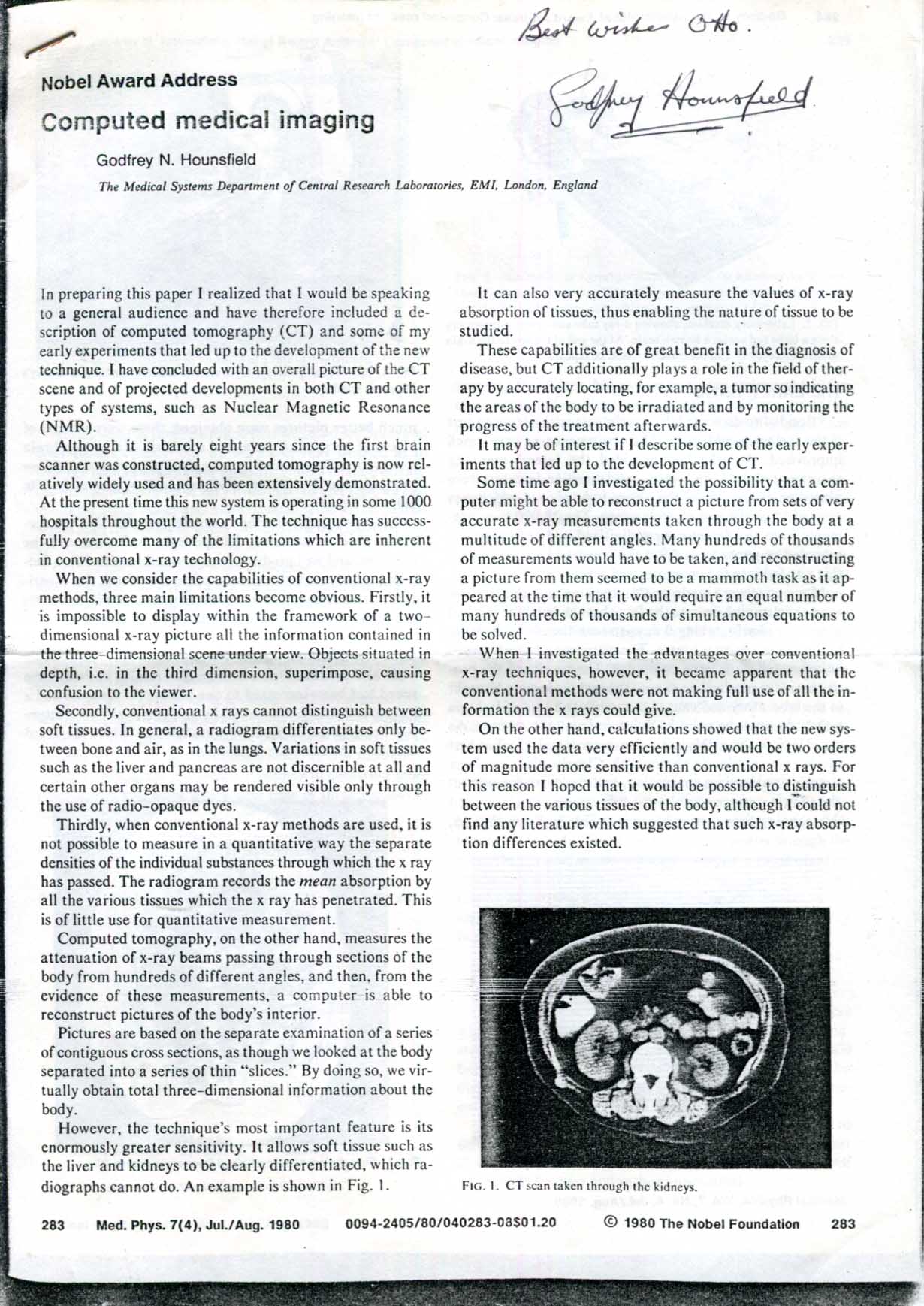 Godfrey Hounsfield Autograph