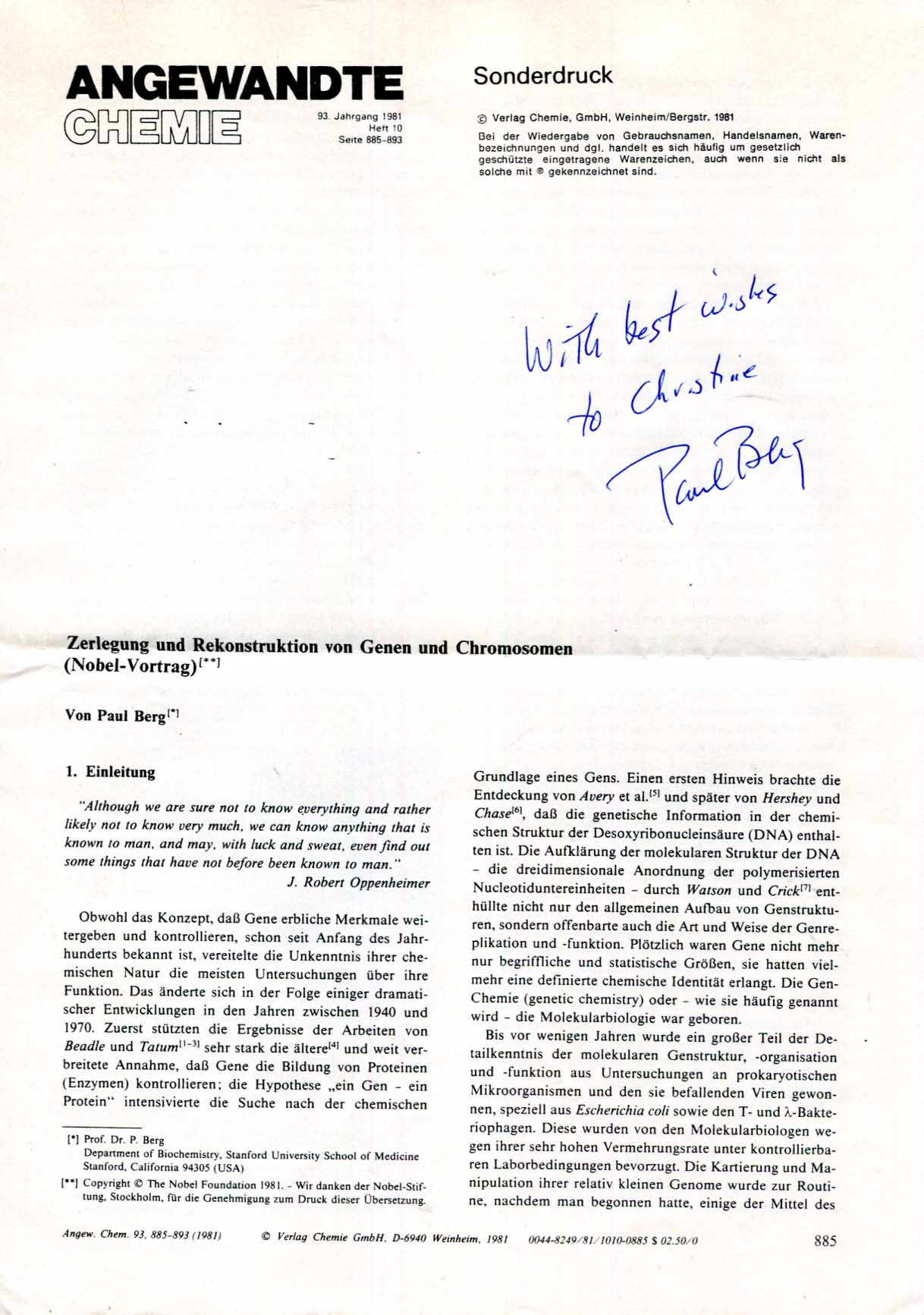 Paul Berg Autograph Autogramm | ID 15819220910461