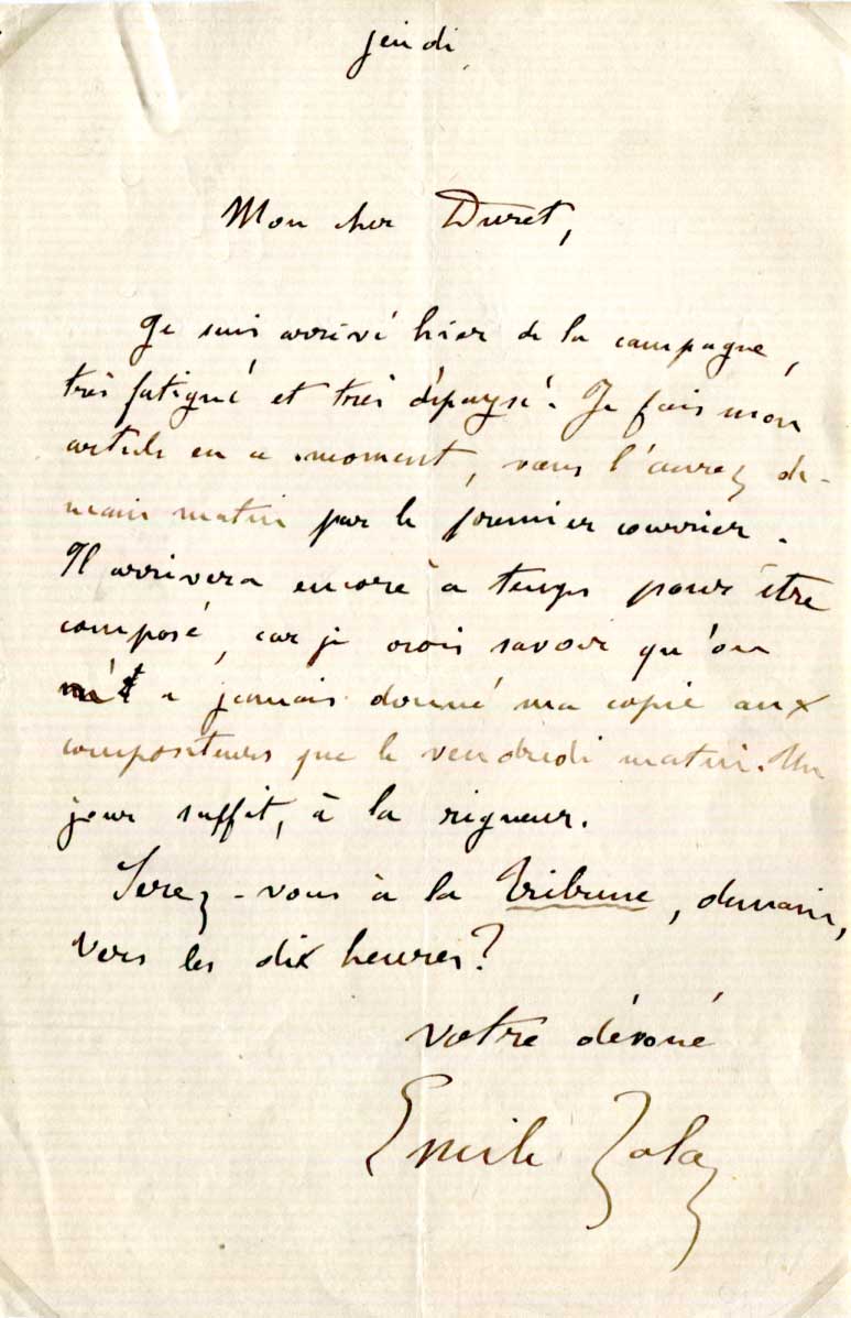 Emile Zola Autograph