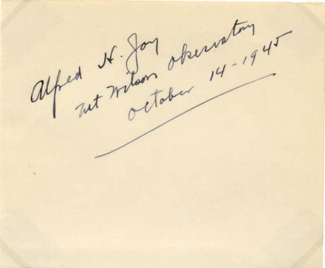 Alfred Harrison Joy Autograph