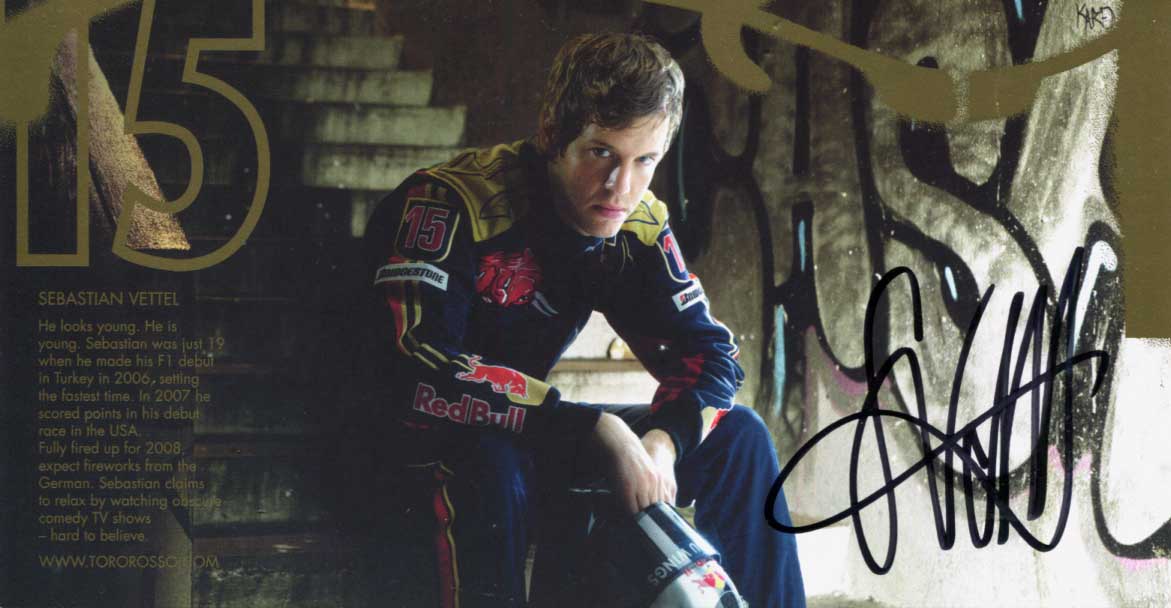 Sebastian Vettel autograph, signed photo card