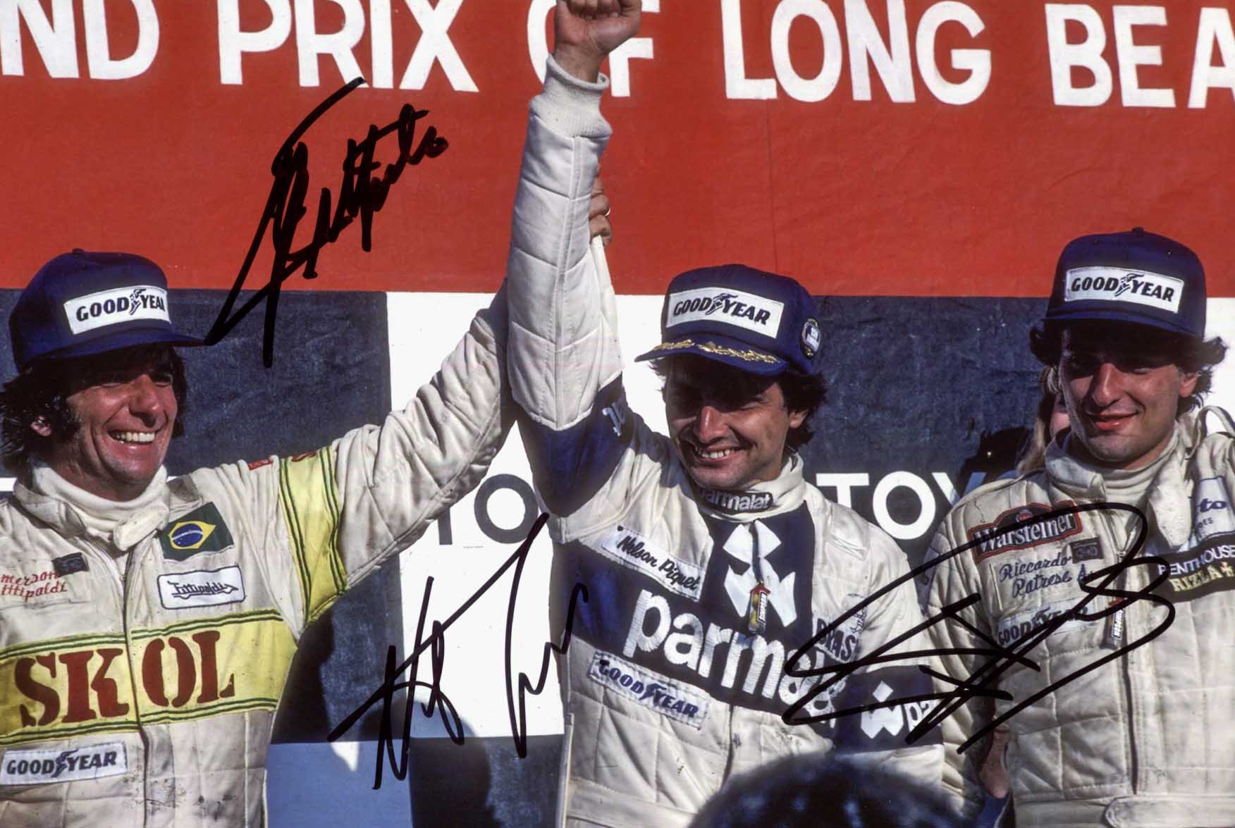 Emerson & Nelson & Riccardo Fittipaldi & Piquet & Patrese Autograph Autogramm | ID 15834838303101