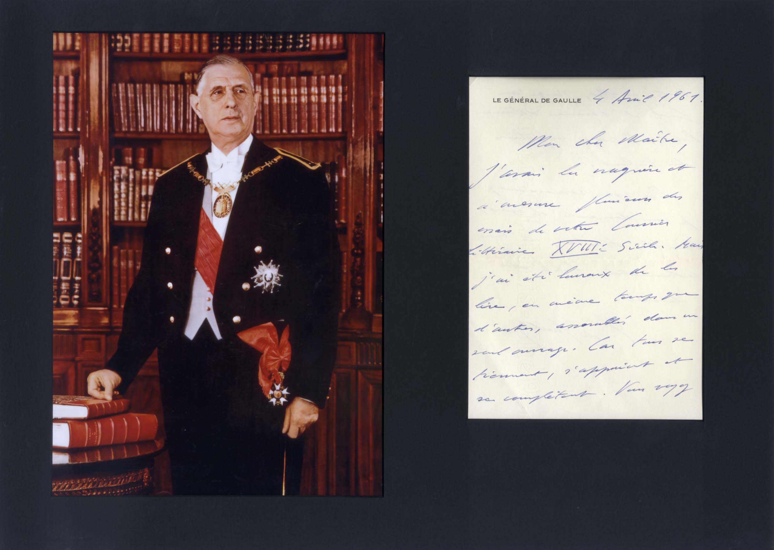 希少 CHARLES DE GAULLE パッチ Charles de Gaulle autograph letter signed & mounted