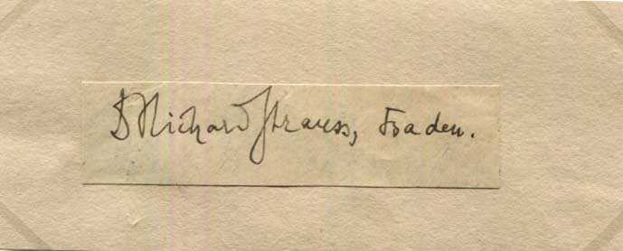 Richard Strauss Autograph