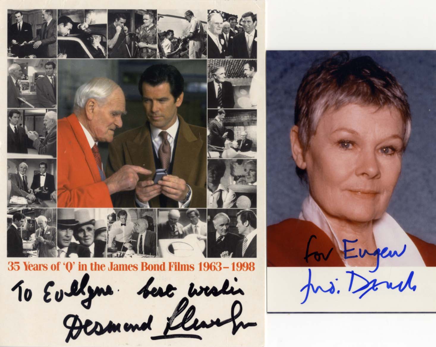 Desmond Llewelyn & Judi Dench Autographs