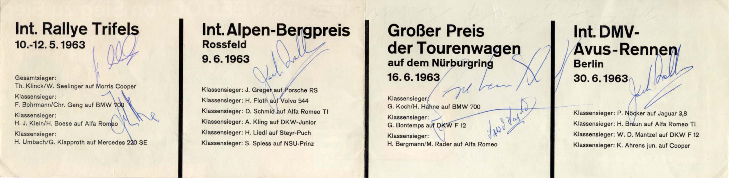 Formula One 1952 & 1963 Autographs