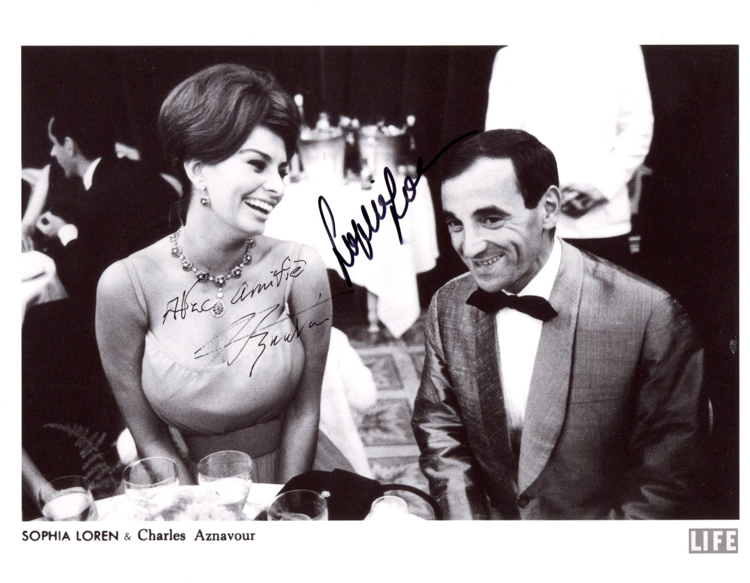 Sophia Loren & Charles Aznavour Autogramme