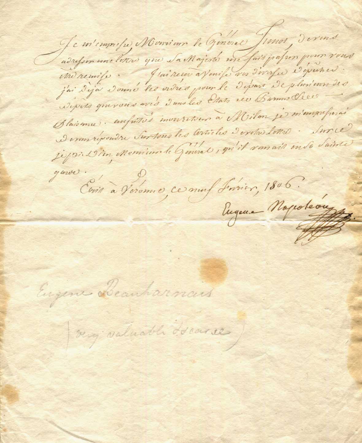 Eugène Rose de Beauharnais, Duke of Leuchtenberg Autograph