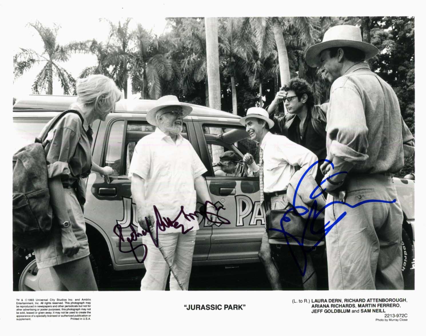 Richard Attenborough & Jeff Goldblum `Jurassic Park` Autographs