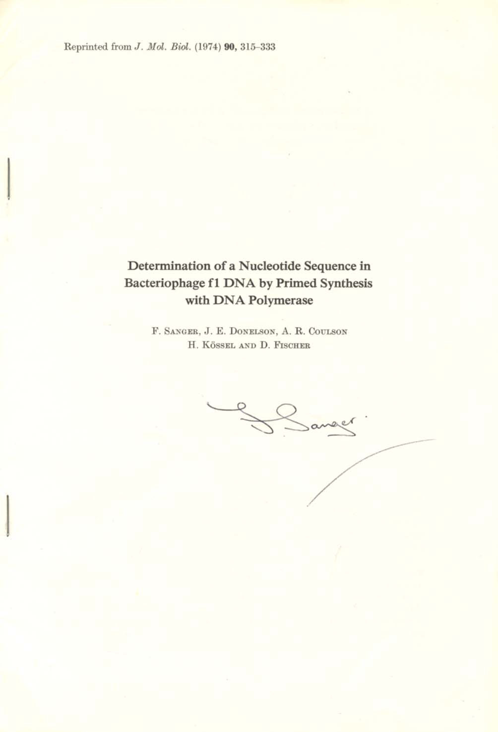 Frederick Sanger Autograph