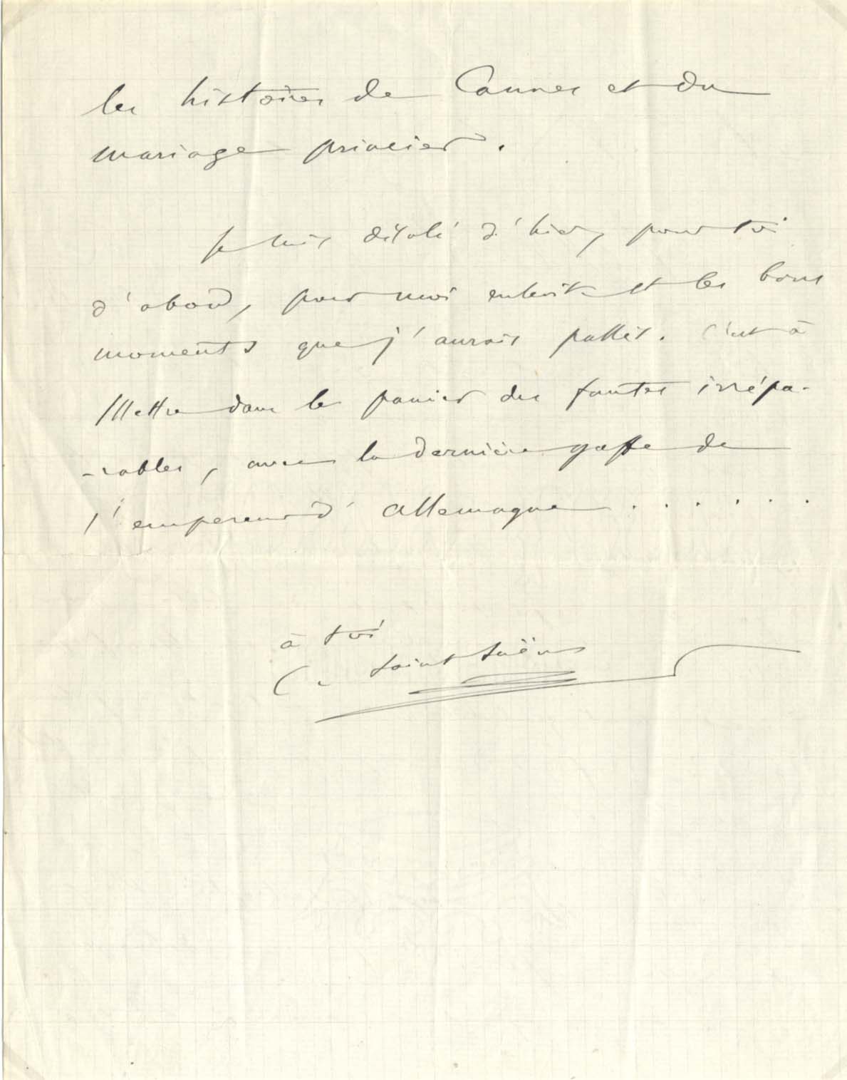 Camille Saint-Saens Autograph