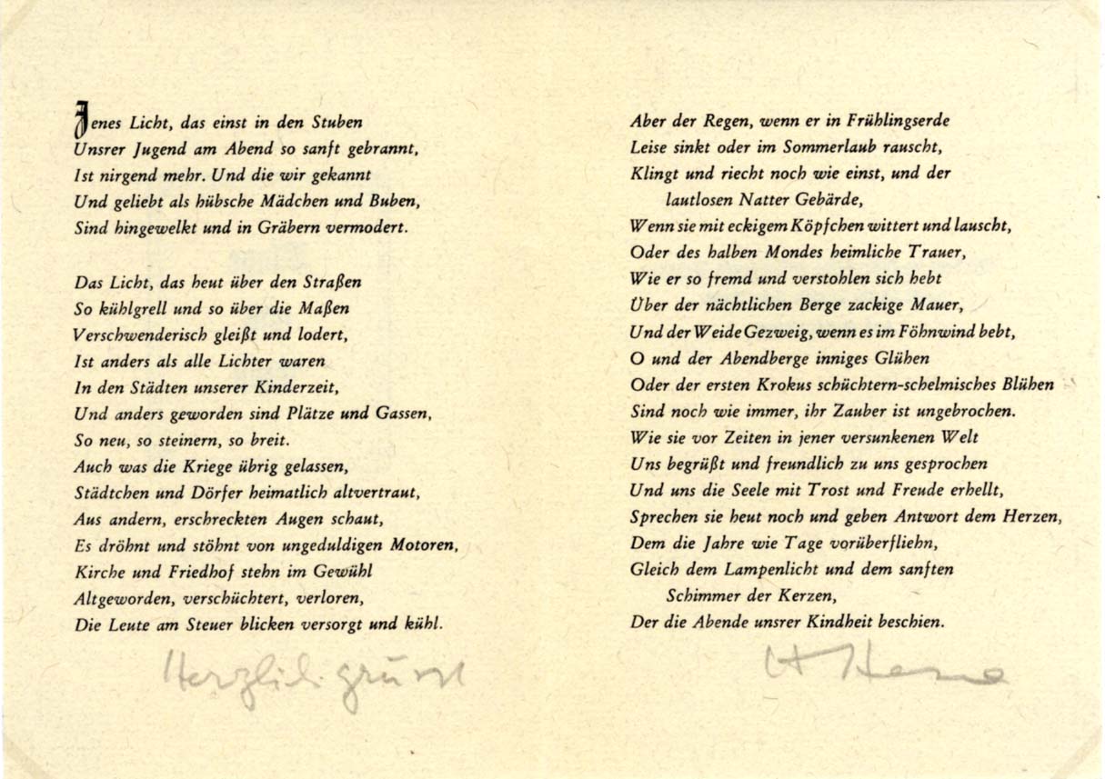 Hermann Hesse Autograph