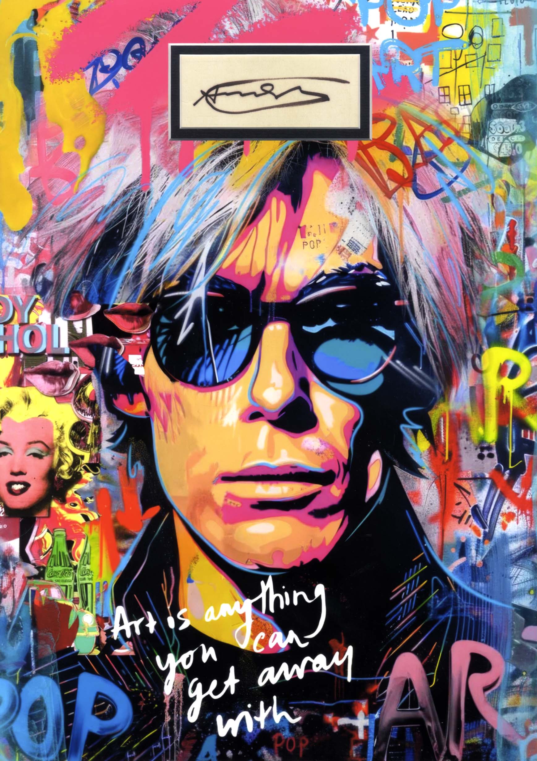 Andy Warhol autograph, signed card in special custom-matting