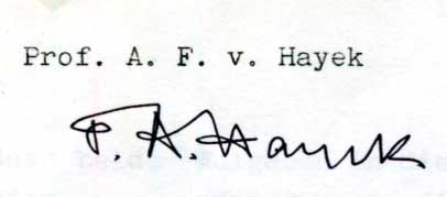 Friedrich August Hayek Autograph