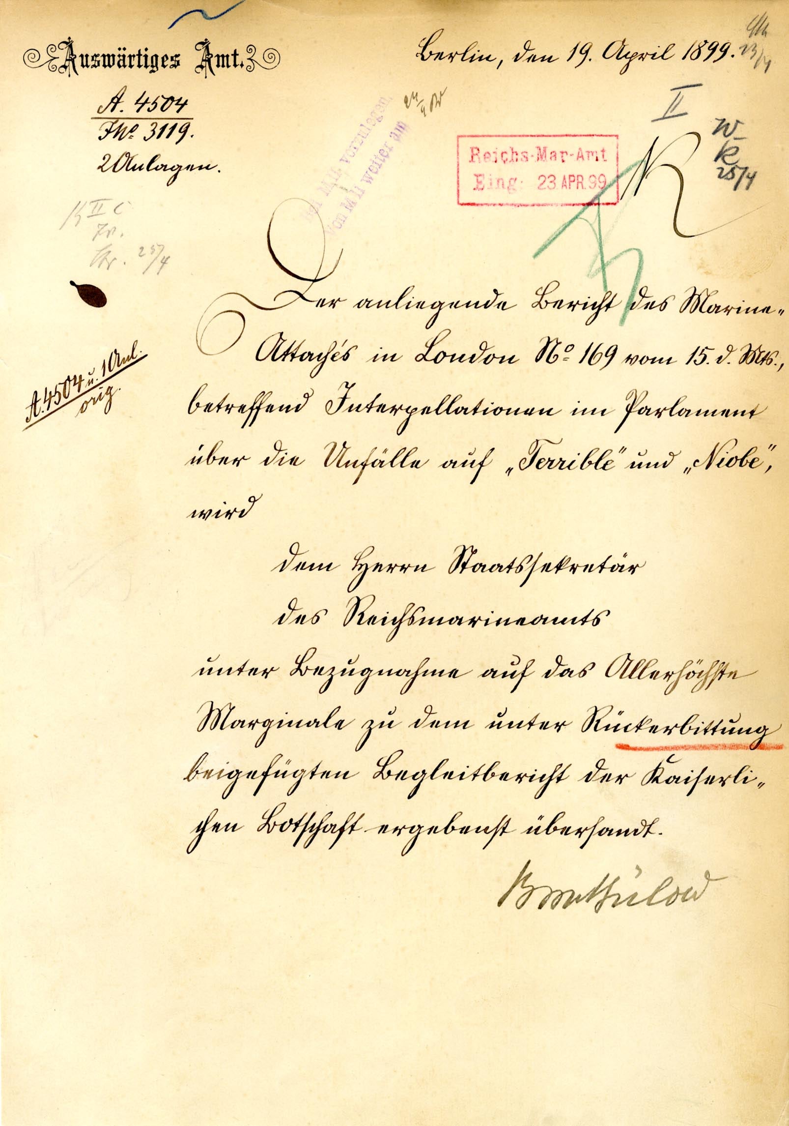 Bernhard von Bülow Autogramm