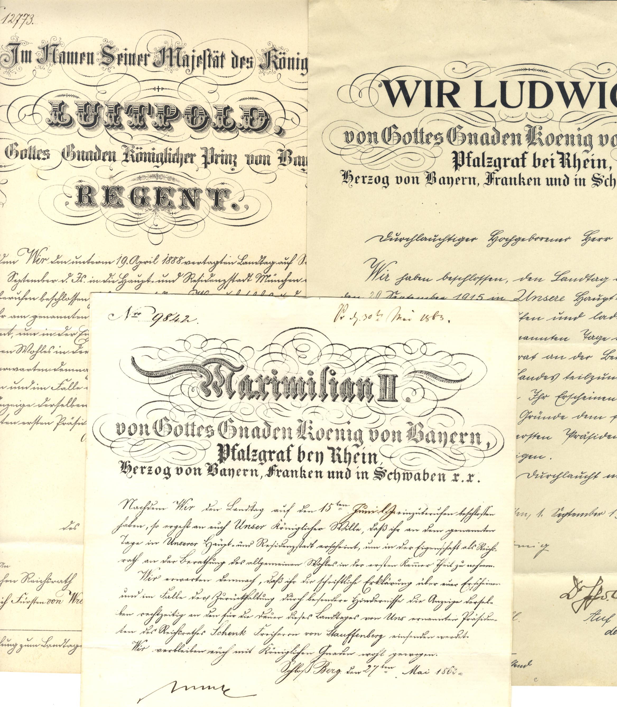 Kings (2) & Prince Regent of Bavaria Autographs