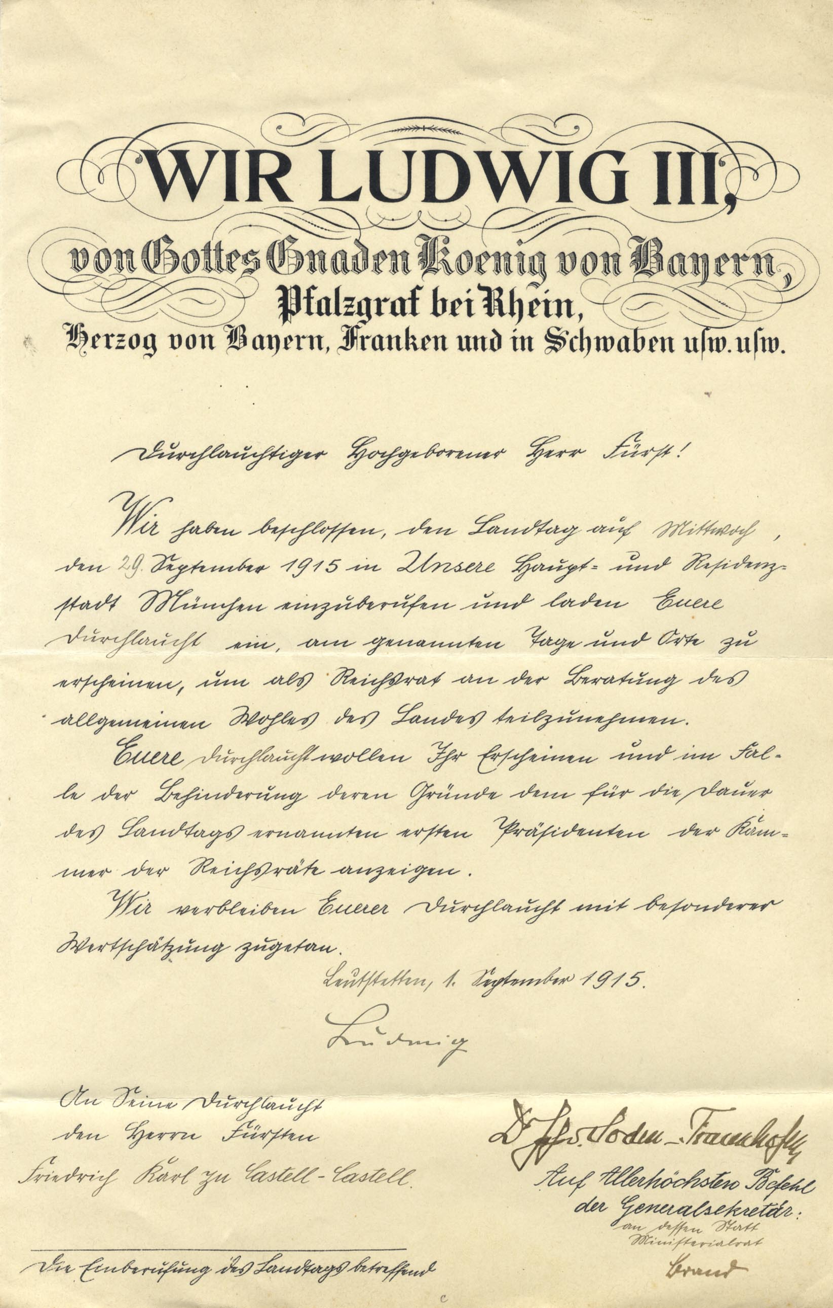 Kings (2) & Prince Regent of Bavaria Autographs