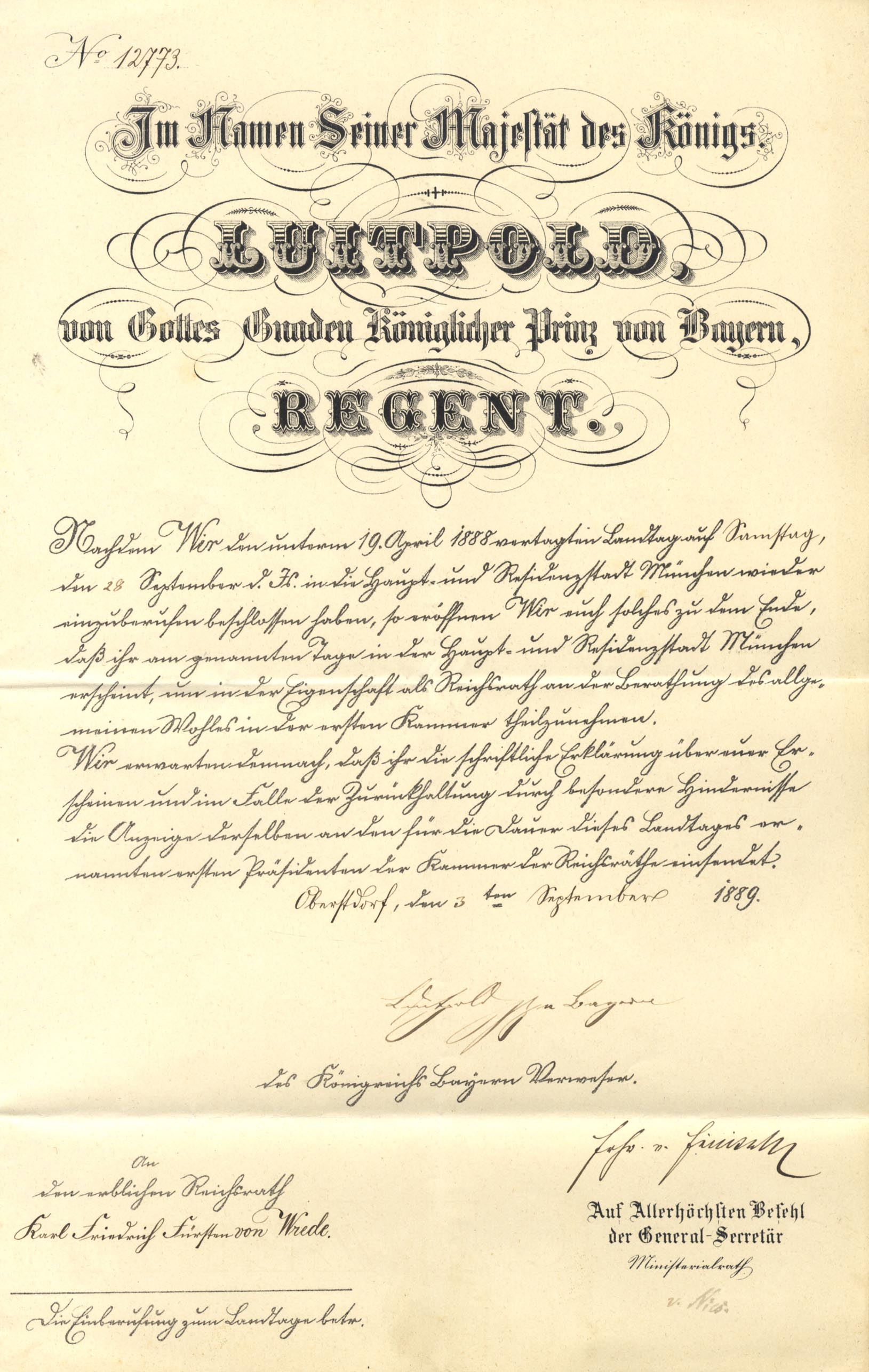 Kings (2) & Prince Regent of Bavaria Autographs