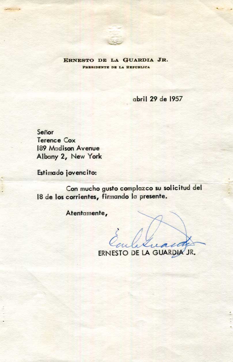 Ernesto de la Guardia Autograph