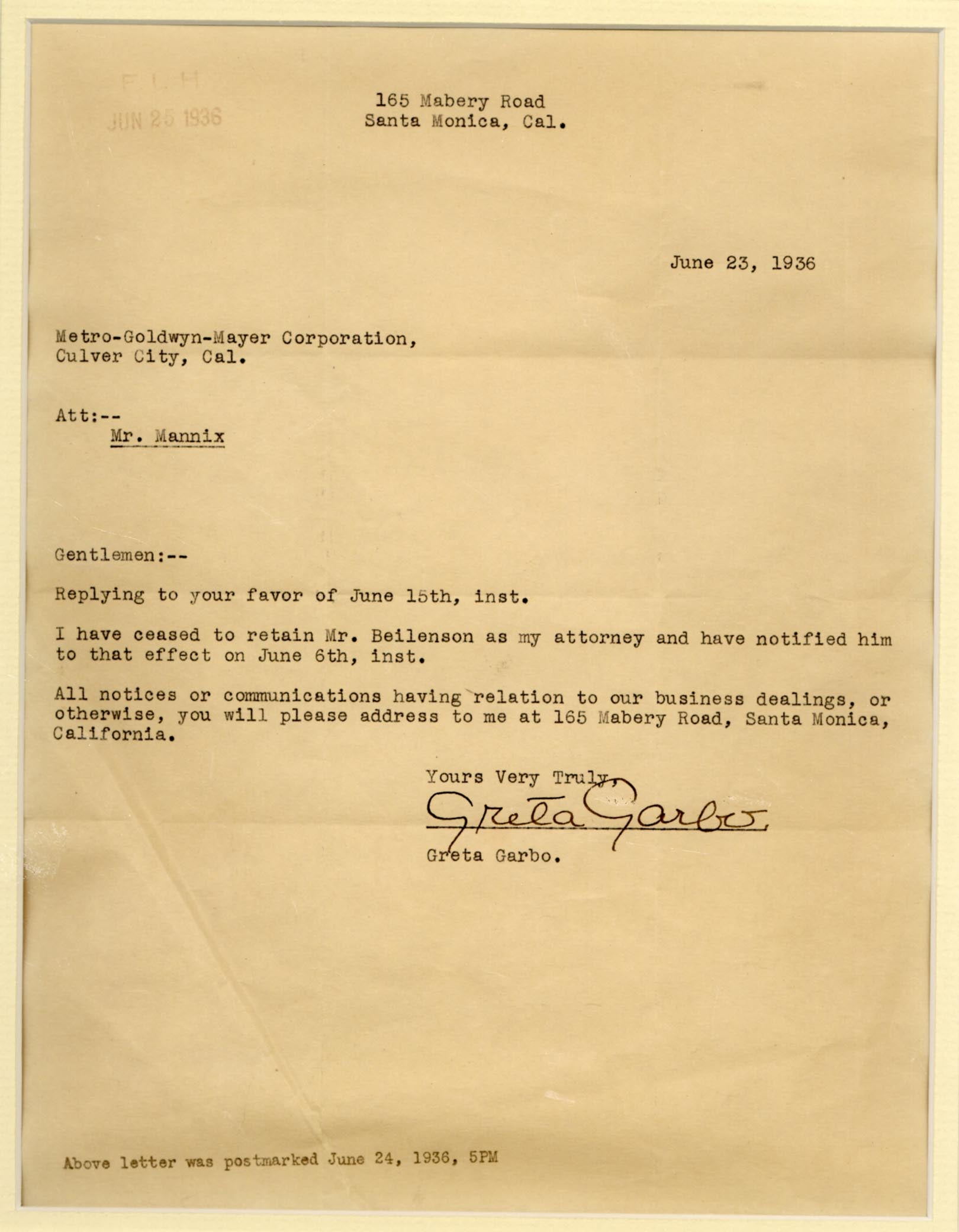 Greta Garbo Autograph