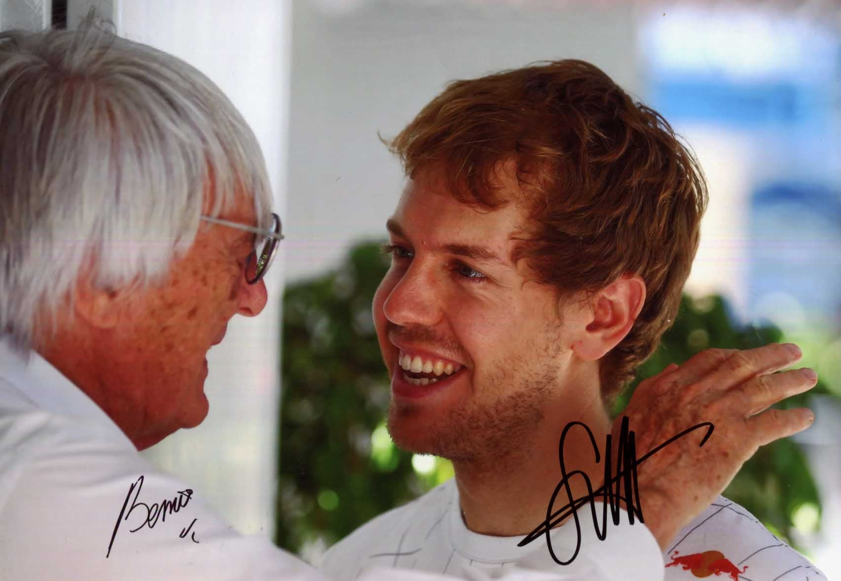 Bernie & Sebastian Ecclestone & Vettel Autograph Autogramm | ID 15944385823101