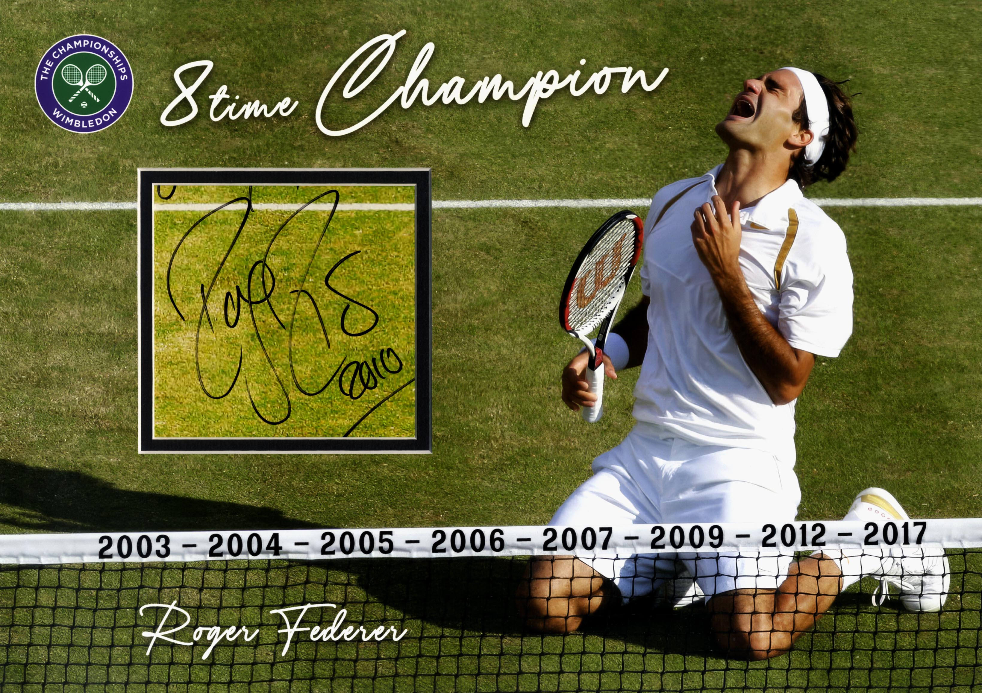 Roger Federer autograph, signed photo in special custom-matting